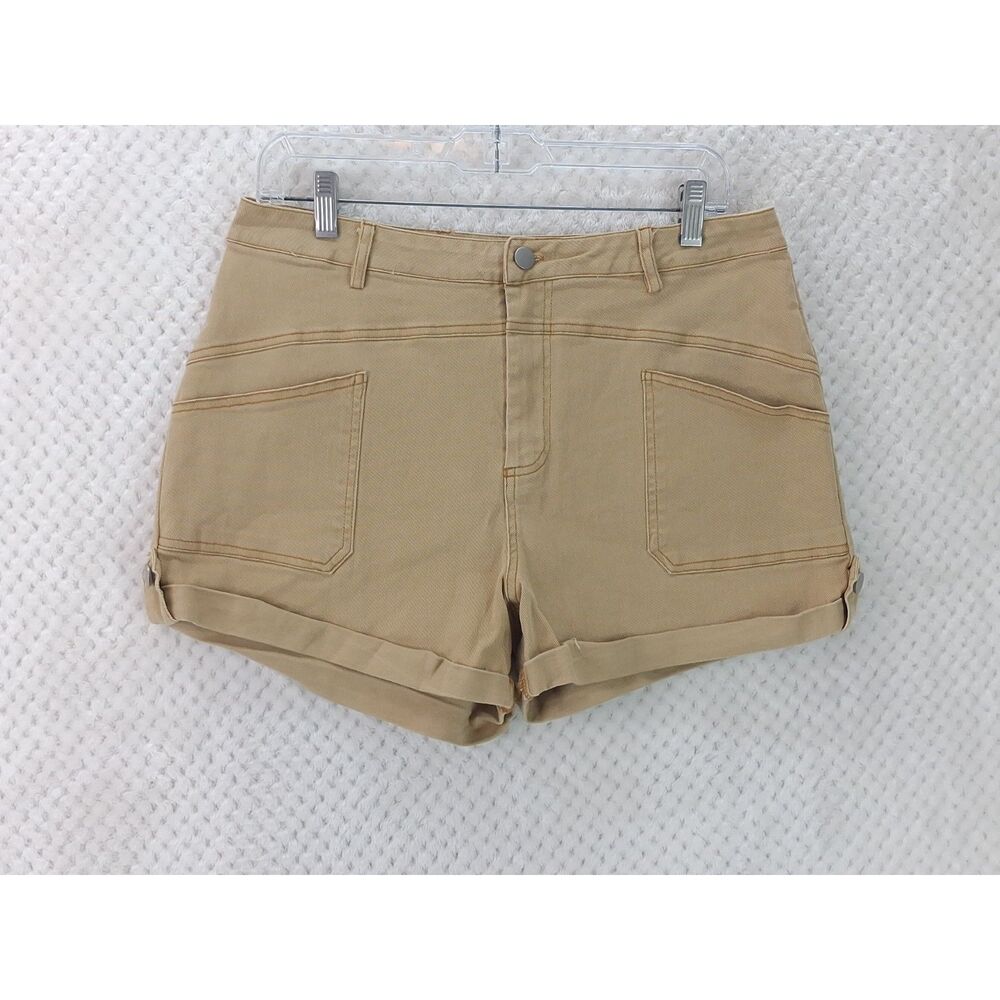 Sunday Edition Pam High Waist Stretch Twill Shorts Women's Large Tan